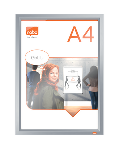 Rama pentru perete NOBO Impression Pro, aluminiu, cu clip, A4, gri