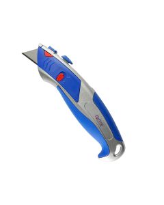 Cutter Optima Industrial, lama trapezoidala + 5 rezerve SK5, cu auto-incarcare, zinc cu rubber grip