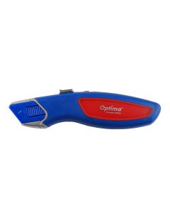 Cutter Optima Pro, lama trapezoidala + 2 rezerve SK5, auto-retractabil, aluminiu cu rubber grip