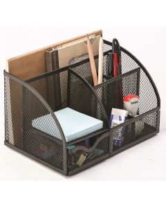 Organizer metalic Mesh, de birou, 7 compartimente, Q-Connect - negru