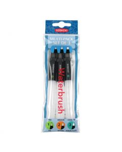 Pensula cu rezervor de apa DERWENT Professional, 3 buc/set, diferite tipuri de varf