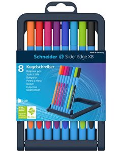 Pix SCHNEIDER Slider Edge XB, rubber grip, varf 1.4mm, 8 culori/set - (N,R,A,V,Or,Vi,Roz,Bleu)