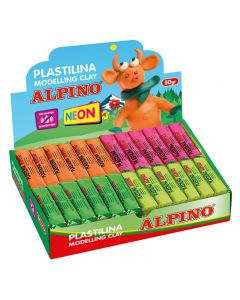 Display plastilina fluorescenta, 24 x 50gr./display, ALPINO - 6 culori asortate