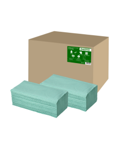 Servetele ZZ hartie reciclata verde, 25x23cm, 1 strat, 210buc/pachet, 20pachete/cutie, Prima Soft