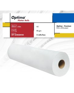 Rola Hârtie Plotter Premium A2 Optima - 80gr, 420mm x 50m, 2 Role/Cutie