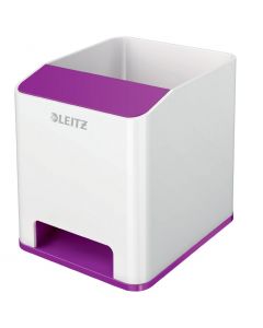 Suport instrumente de scris Leitz WOW, PS, cu amplificare sunet, culori duale, alb-mov