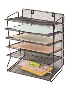 Suport metalic Mesh, pentru documente, cu 6 separatoare, orizontal, Q-Connect - negru