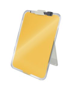 Tabla LEITZ Cosy, sticla, pentru birou, marker inclus, cu trepied, galben chihlimbar