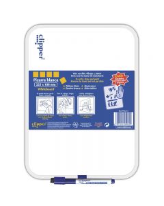 Tablita pentru scris 25.5 x 18 cm + marker, CLIPPER - alba