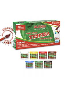 Tempera lavabila, 7 culori x 40ml/cutie + pensula gratis, Alpino