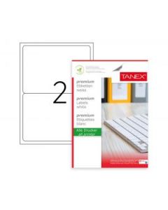 Etichete albe autoadezive, repozitionabile,  2/A4, 199.6 x 143.5mm, 25 coli/top, TANEX-colturi rotun