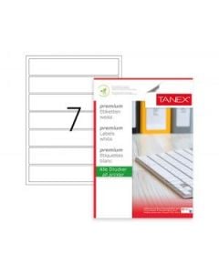 Etichete albe autoadezive, repozitionabile, 7/A4, 192.5 x 39mm, 25 coli/top, TANEX-colturi rotunjit