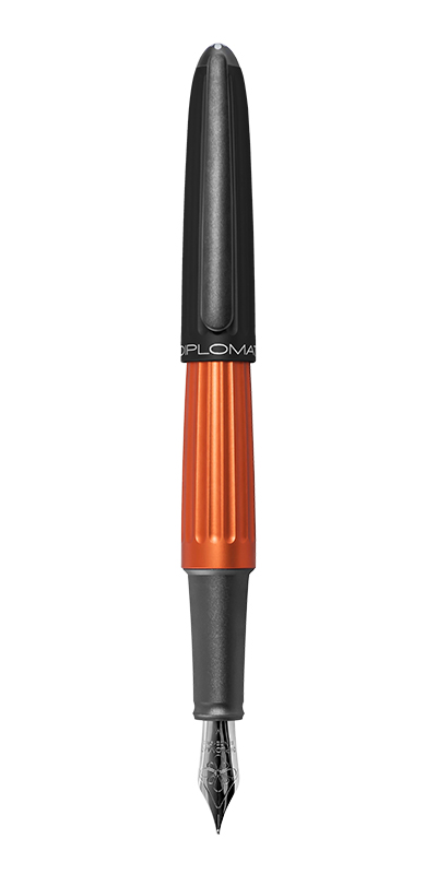 Instrumente de scris de lux, Stilou Diplomat Aero, cu penita M, din otel inoxidabil - black orange - vectordirect.ro