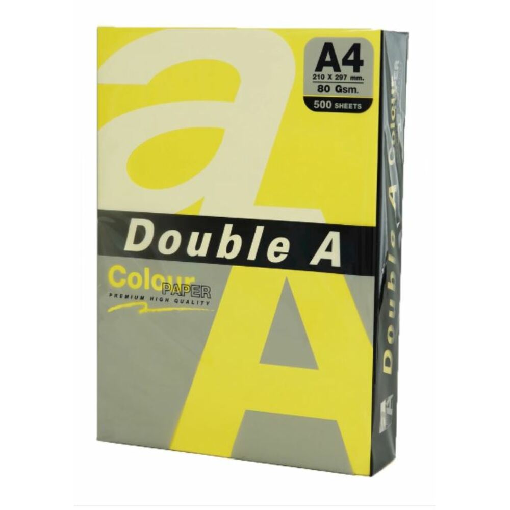 Double A, Hartie color pentru copiator  A4,  80g/mp, 500coli/top, Double A - lemon intens - vectordirect.ro