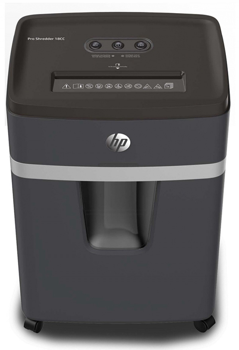Laminatoare, folii laminare, Distrugator de documente HP Pro Shredder 18CC - 18 coli, cross cut (4 x 35mm), nivel securitate 4 - vectordirect.ro