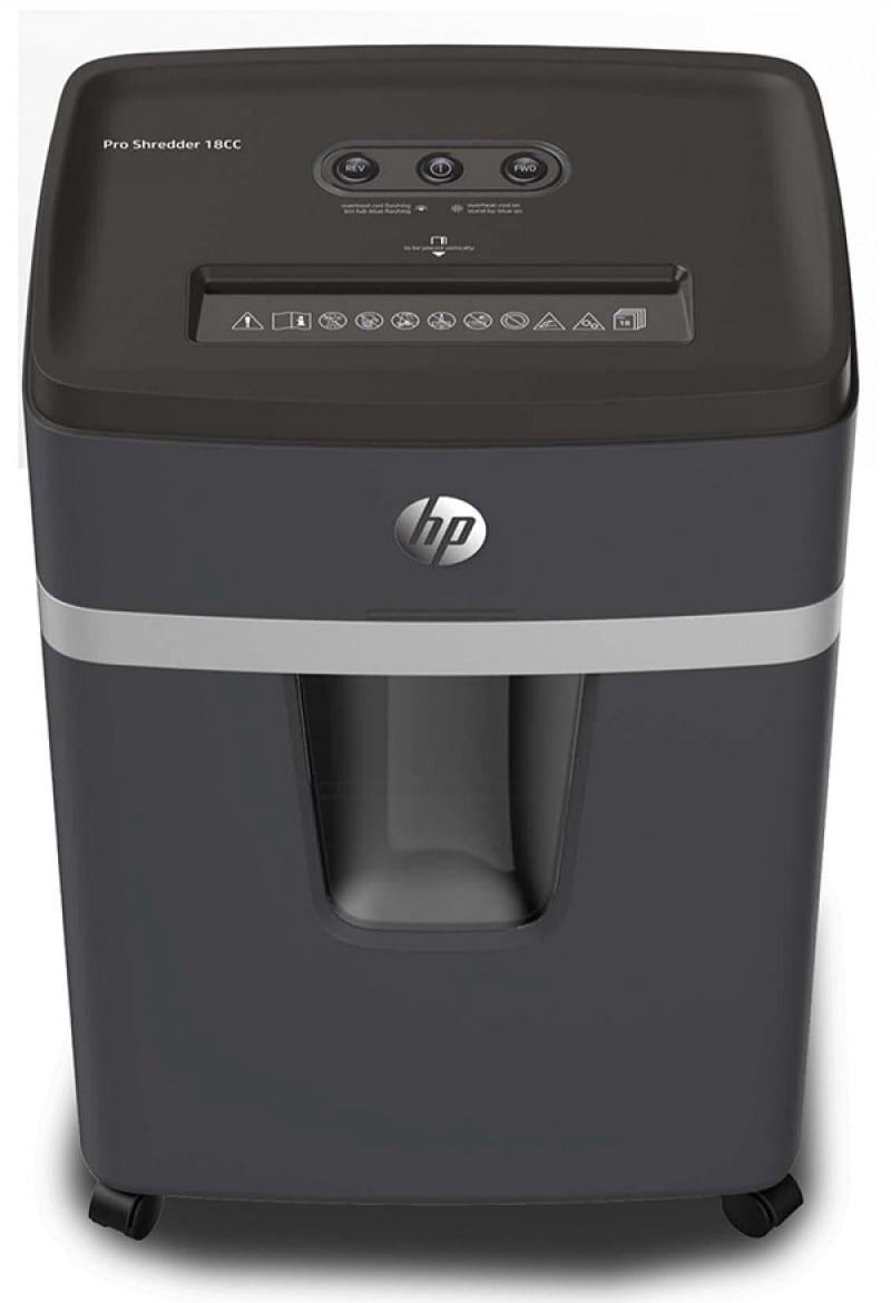 Toate produsele, Distrugator de documente HP Pro Shredder 18CC - 18 coli, cross cut (4 x 35mm), nivel securitate 4 - vectordirect.ro