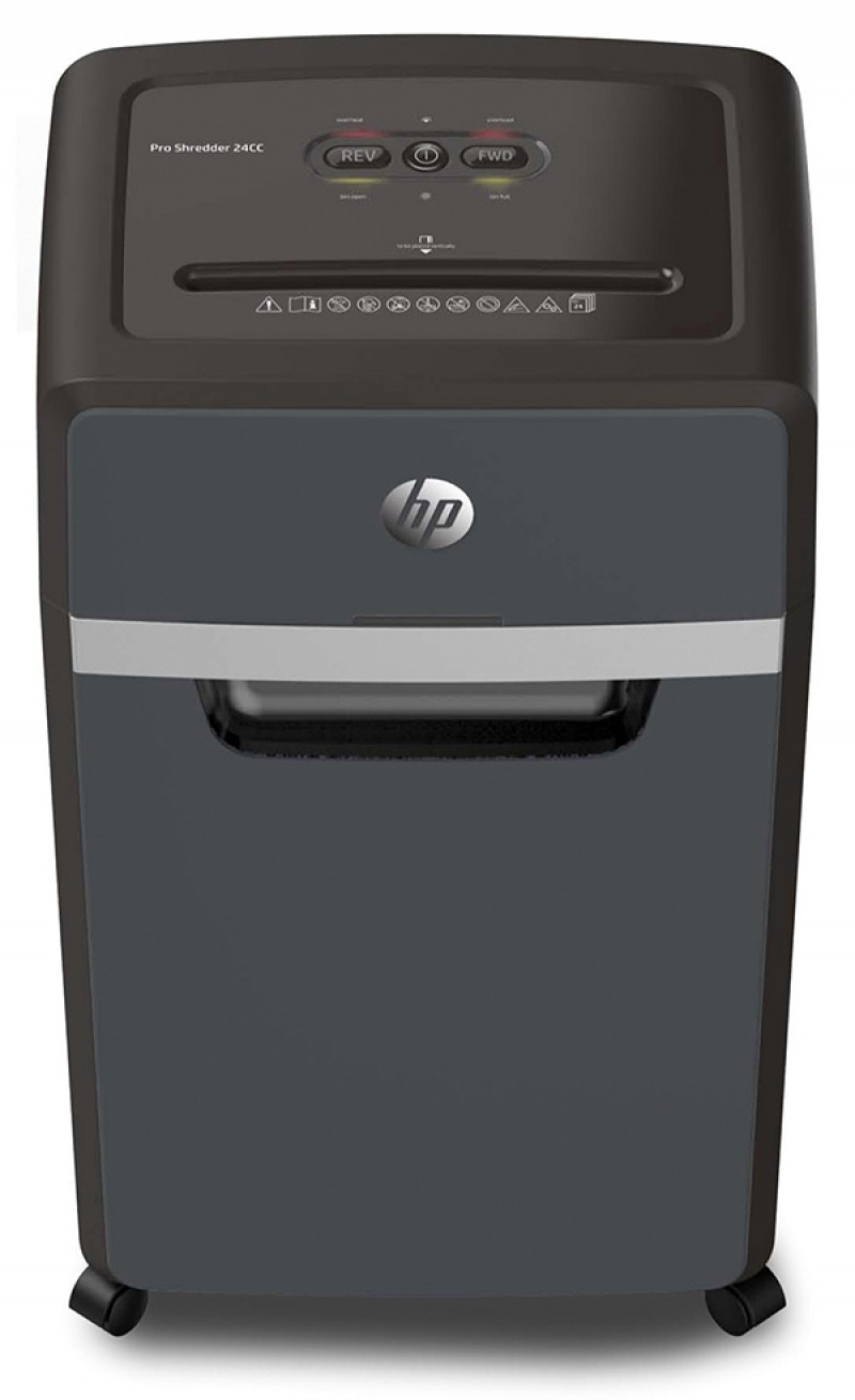 Laminatoare, folii laminare, Distrugator de documente HP Pro Shredder 24CC - 24 coli, cross cut (4 x 35mm), nivel securitate 4 - vectordirect.ro