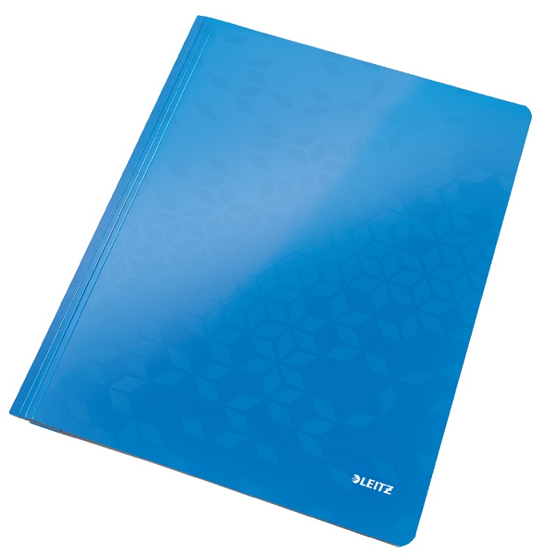 Dosar cu sina Leitz WOW, carton laminat, FSC, A4, 250 coli, albastru
