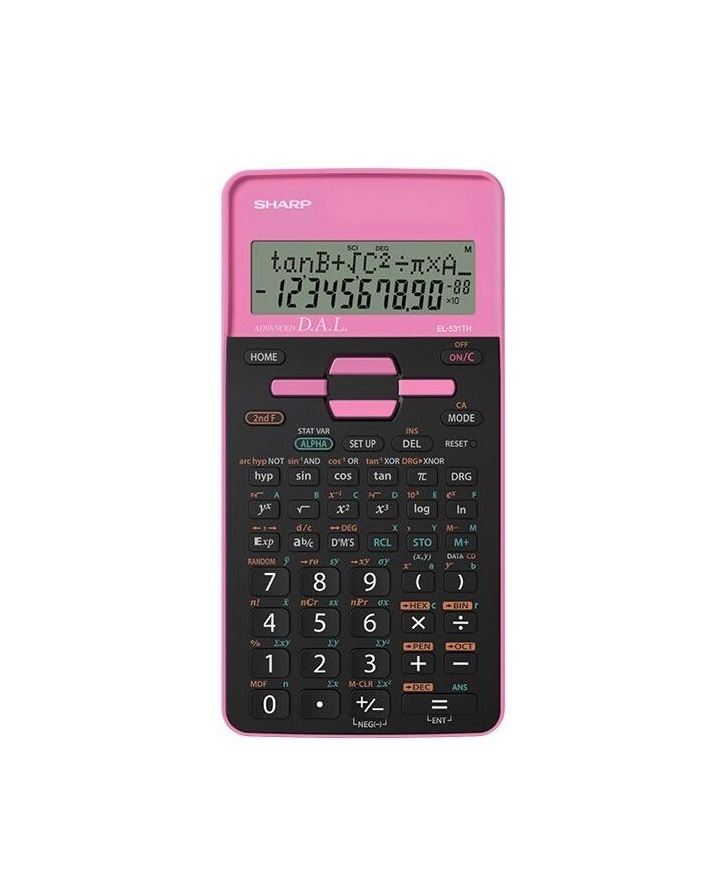 Laminatoare, folii laminare, Calculator stiintific, 10 digits, 273 functii, 161x80x15mm, dual power, SHARP EL-531THBGR-negru/roz - vectordirect.ro