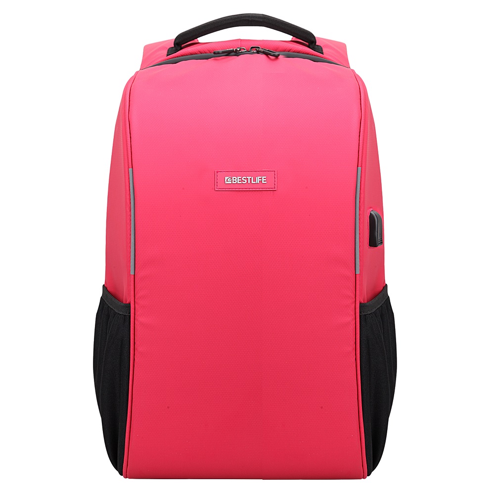 Echipamente protectia muncii, Rucsac BESTLIFE Travelsafe, laptop 15.6 inch, forma aerodinamica, conector USB si type C, rosu - vectordirect.ro