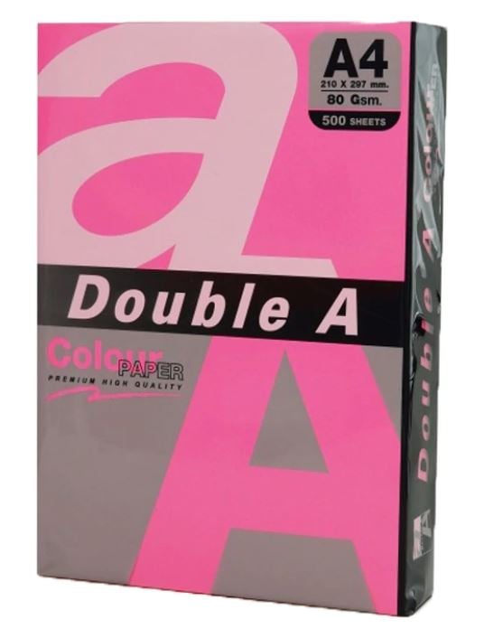 Toate produsele, Hartie color pentru copiator  A4,  75g/mp, 100coli/top, Double A - roz neon - vectordirect.ro