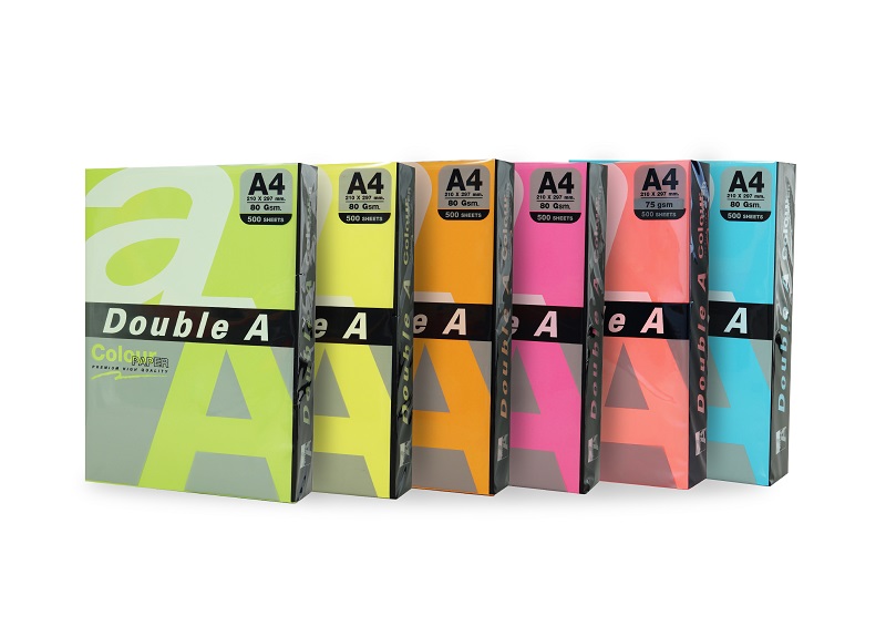 Hartie color pentru copiator A4, 80g/mp, 100coli/top, Double A - 5 culori intense asortate