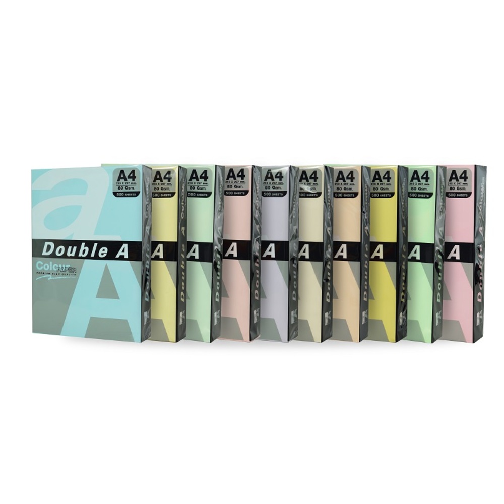Double A, Hartie color pentru copiator  A4,  80g/mp, 100coli/top, Double A - 5 culori pastel asortate - vectordirect.ro