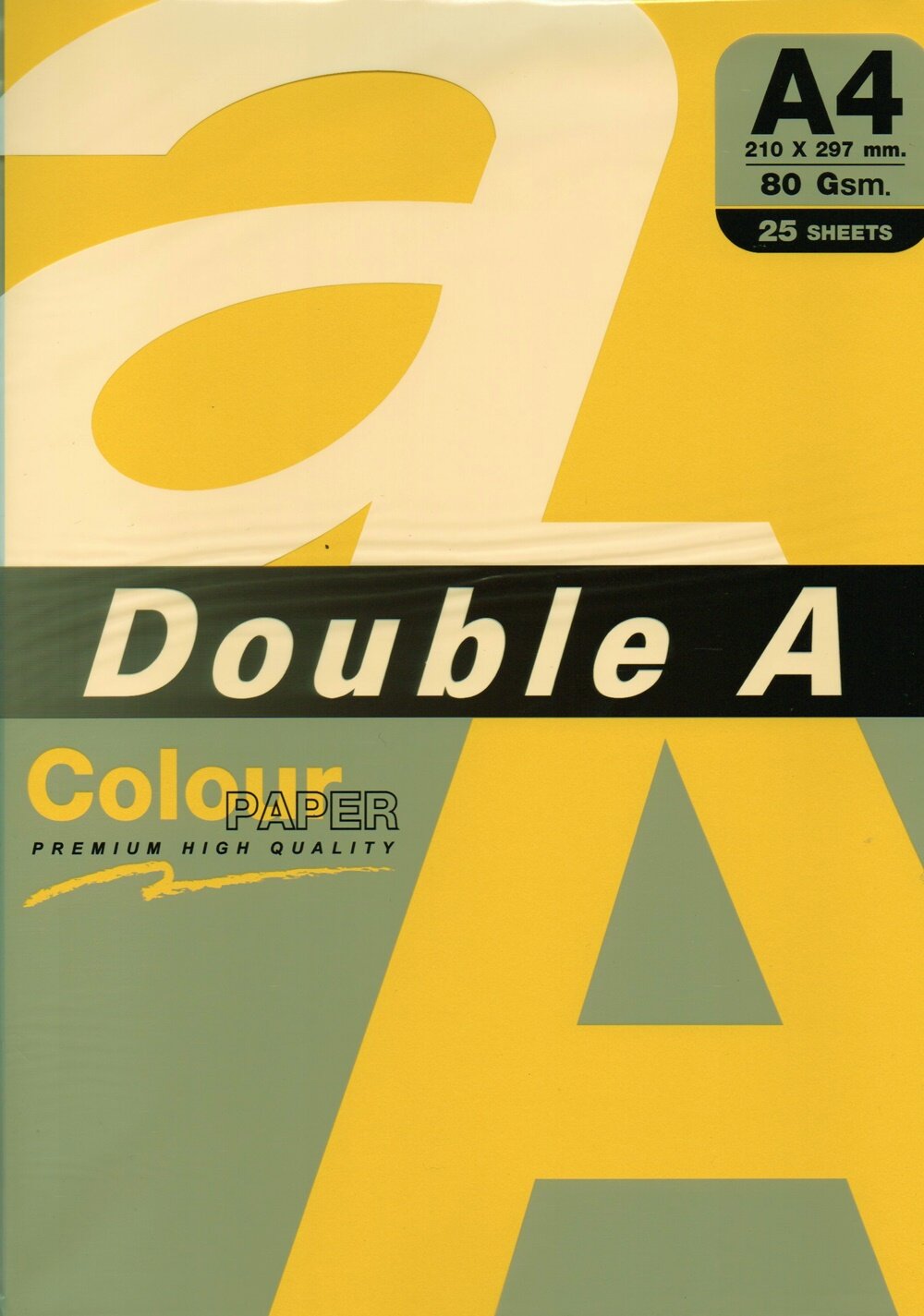 Double A, Hartie color pentru copiator A4, 80g/mp, 25coli/top, Double A - lemon intens - vectordirect.ro