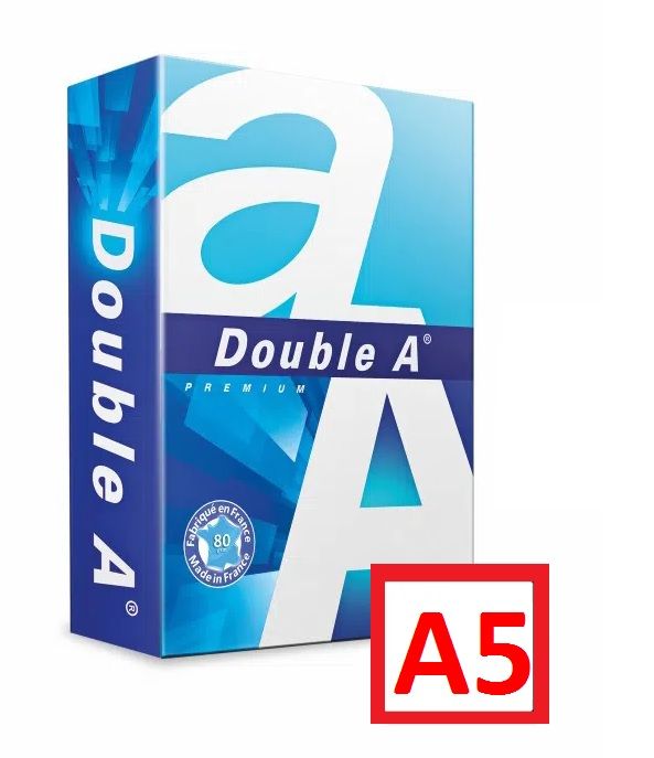 Hartie alba pentru copiator A5 (1/2 coala A4), 80g/mp, 500coli/top, clasa A, Double A Premium