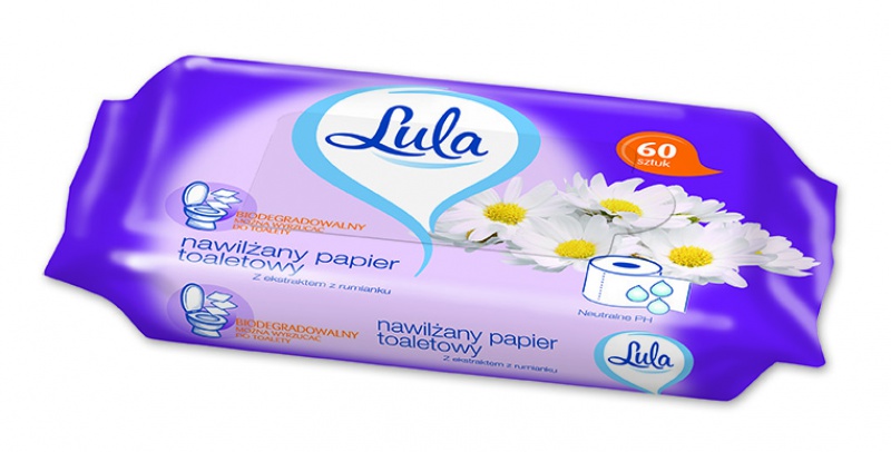 Hartie igienica umeda pentru toaleta, 60 buc/pachet, Lula - miros de musetel