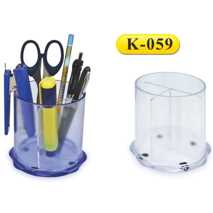 Kejea, Suport plastic pentru instrumente de scris, cilindric,  97 x 104mm, KEJEA - transparent mat - vectordirect.ro