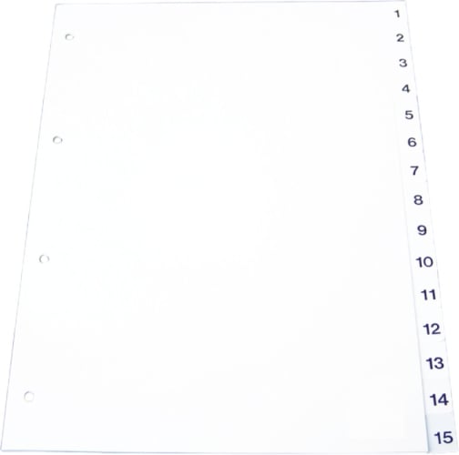 Carton alb, Index plastic gri, numeric 1- 5, A4, 120 microni, Optima - vectordirect.ro