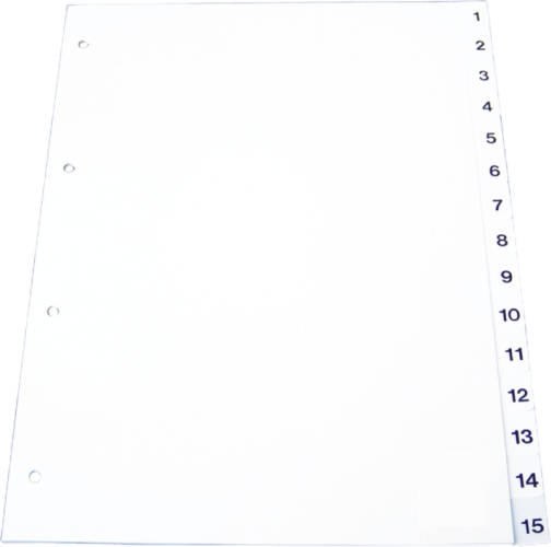 Index plastic gri, numeric 1- 5, A4, 120 microni, Optima