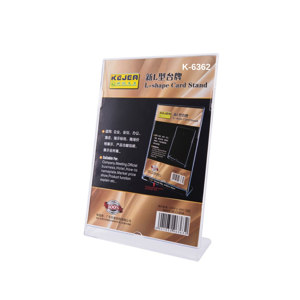 Display plastic pentru pliante, forma L, A5-portrait (148 x 210mm), KEJEA - transparent