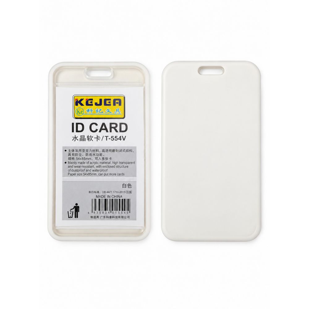 Buzunar PVC, pentru ID carduri, 54 x 85mm, vertical, 5 buc/set, KEJEA - alb