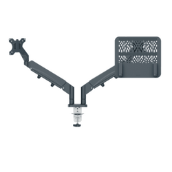 Toate produsele, Suport pentru monitor LEITZ Ergo, 2 brate, cu fixare pe birou, suport pentru laptop inclus, gri- - vectordirect.ro