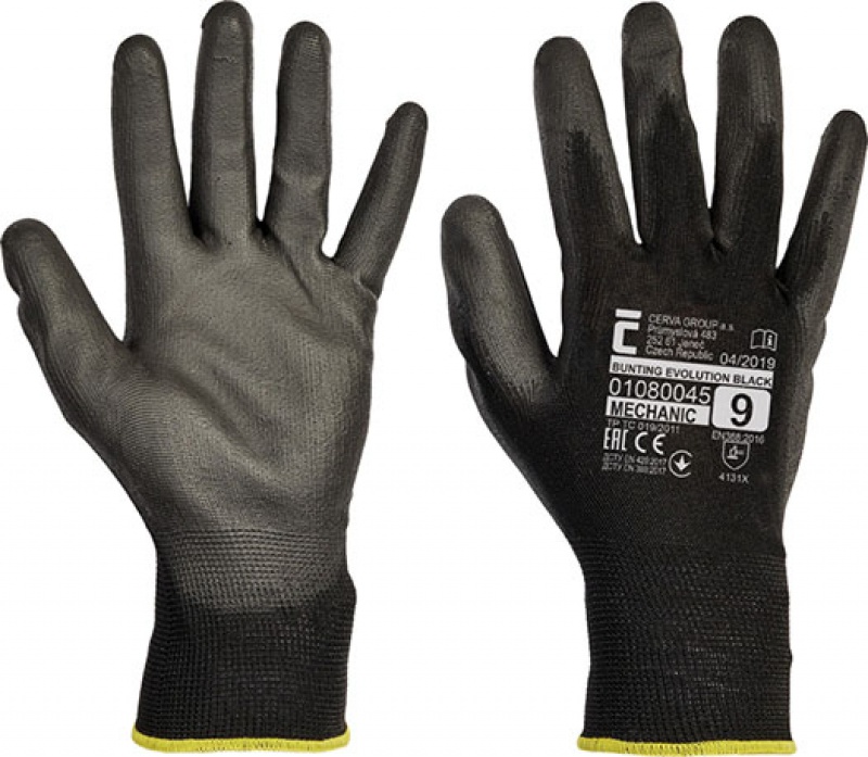 Echipamente protectia muncii, Manusi protectie Evolution, standard EN420, degete si palma cu polyurethan - marime 7 - negre - vectordirect.ro