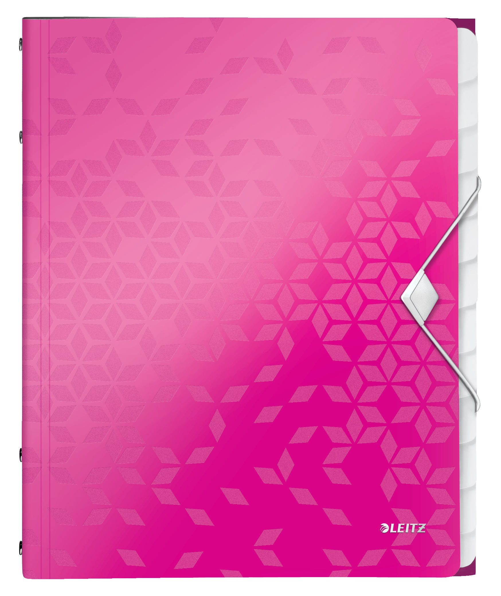 Mape din plastic, Mapa cu separatoare LEITZ WOW, PP, A4, 12 separatoare, 200 coli, roz - vectordirect.ro