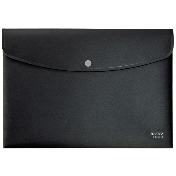 Mapa de protectie Leitz Recycle, cu capse, PP, partial reciclat, certificare Blue Angel, reciclabil, A4, 60 coli, negru