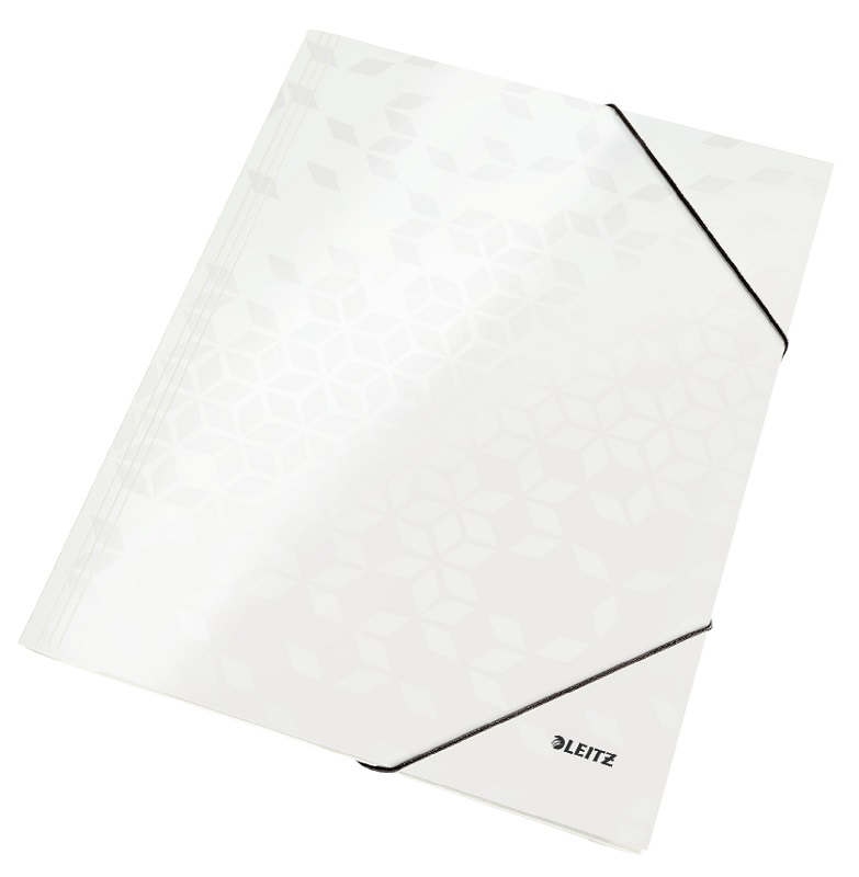 Adezivi, lipici, Mapa cu elastic Leitz WOW, carton laminat, FSC, A4, 250 coli, alb - vectordirect.ro