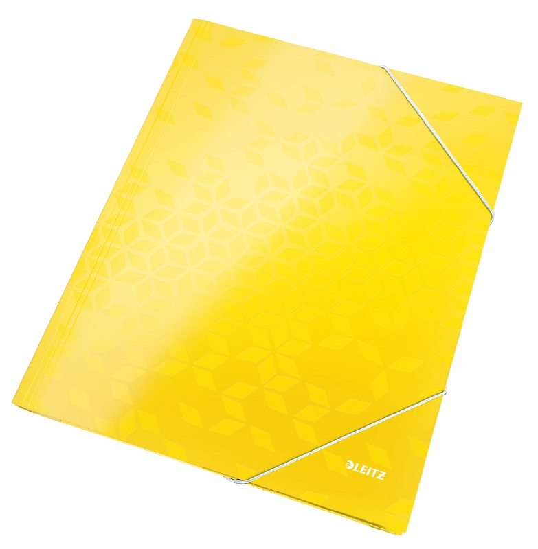 Adezivi, lipici, Mapa cu elastic Leitz WOW, carton laminat, FSC, A4, 250 coli, galben - vectordirect.ro