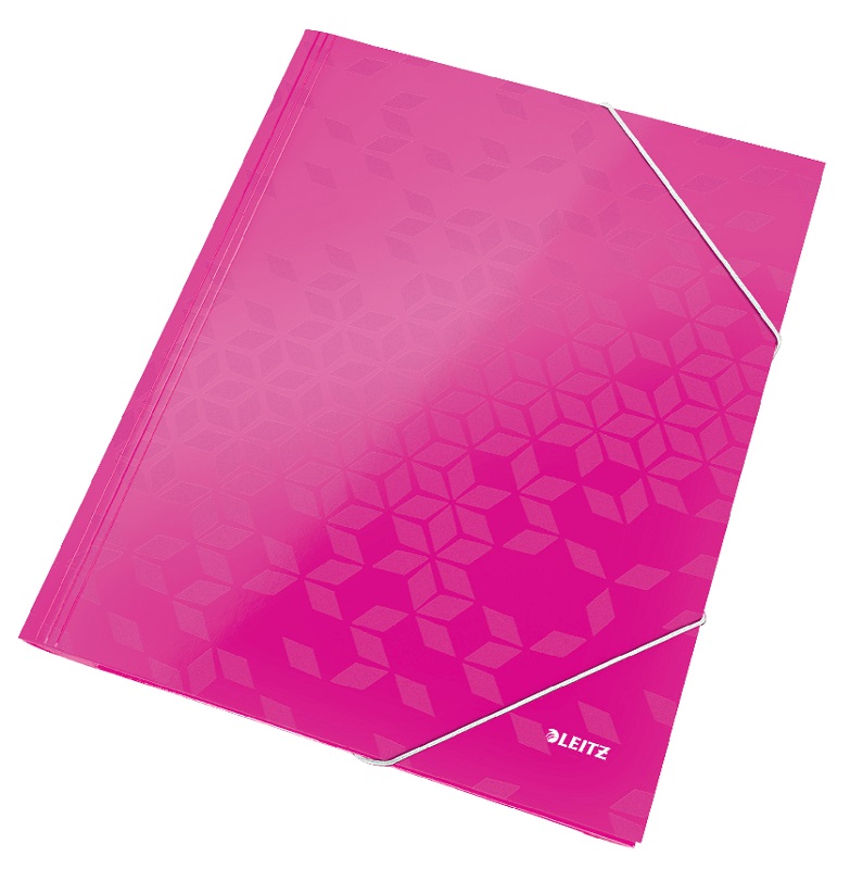 Leitz, Mapa cu elastic Leitz WOW, carton laminat, FSC, A4, 250 coli, roz - vectordirect.ro
