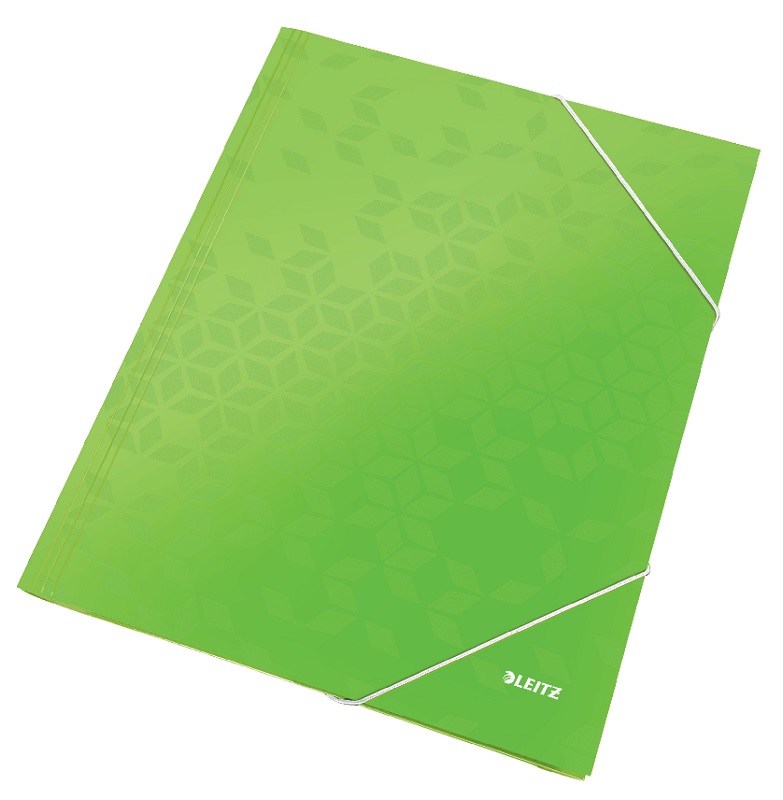 Adezivi, lipici, Mapa cu elastic Leitz WOW, carton laminat, FSC, A4, 250 coli, verde - vectordirect.ro