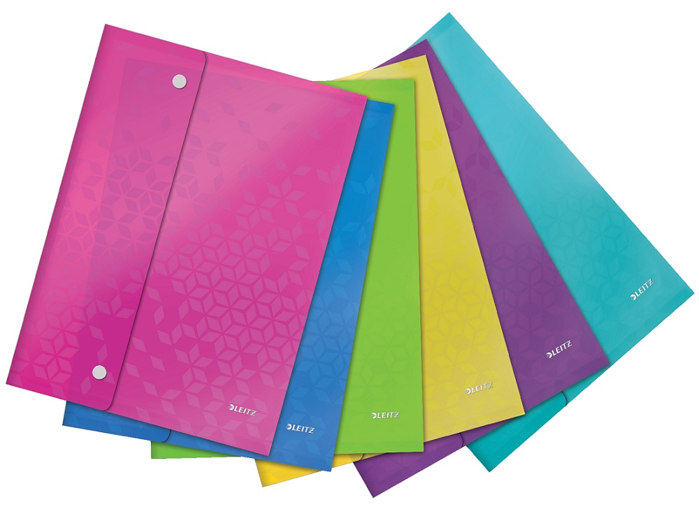 Mape din plastic, Mapa de protectie Leitz WOW, cu capse, PP, A4, 60 coli, 6 buc/set, diverse culori - vectordirect.ro