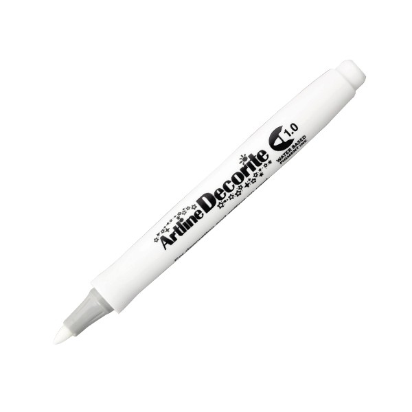 Marker ARTLINE Decorite, varf rotund 1.0mm - alb