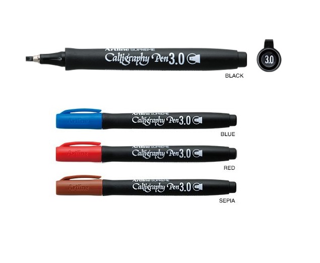 Toate produsele, Marker ARTLINE Supreme Calligraphy, varf tesit din fetru 3.0mm - negru - vectordirect.ro