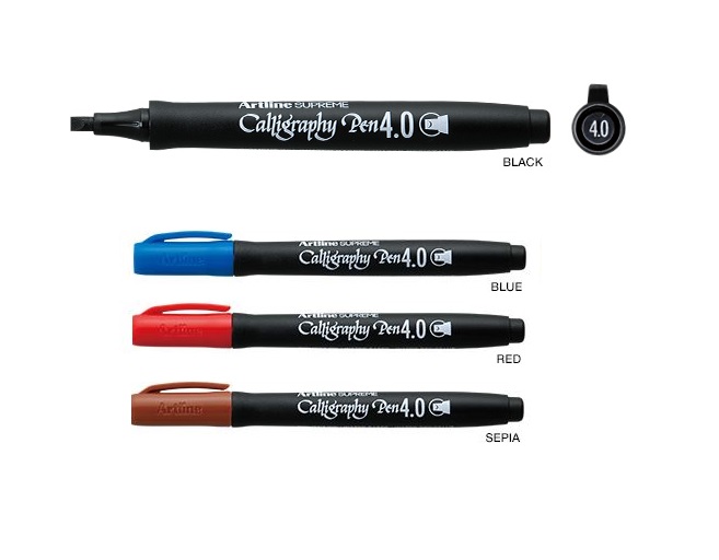 Toate produsele, Marker ARTLINE Supreme Calligraphy, varf tesit din fetru 4.0mm - negru - vectordirect.ro