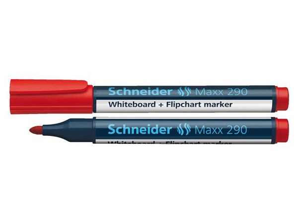 Laminatoare, folii laminare, Marker SCHNEIDER Maxx 290, pentru tabla de scris+flipchart, varf rotund 2-3mm - rosu - vectordirect.ro