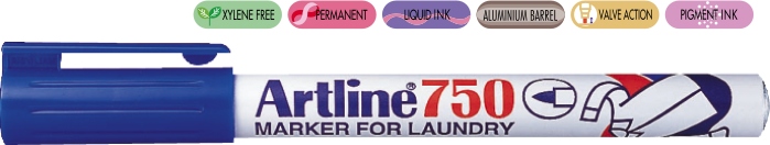 Toate produsele, Marker textile ARTLINE 750 Laundry, corp metalic, varf rotund 0.7mm - albastru - vectordirect.ro