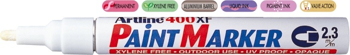 Toate produsele, Marker cu vopsea ARTLINE 400XF, corp metalic, varf rotund 2.3mm - alb - vectordirect.ro